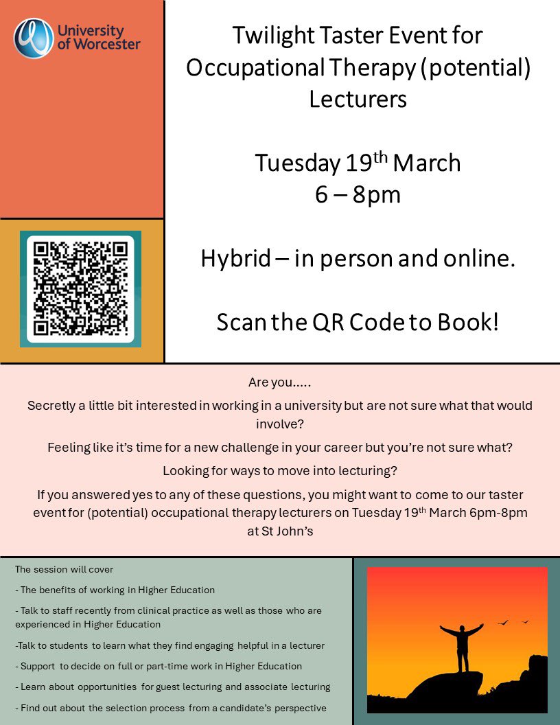 Thinking of becoming an occupational therapy lecturer? Then please do check out our twilight event coming up.