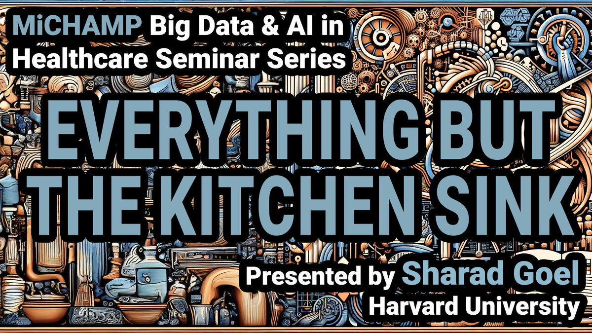 UM-MiCHAMP (@um_michamp) on Twitter photo 📣 Join us for a thought-provoking seminar "Everything but the Kitchen Sink" with <a href="/Harvard/">Harvard University</a>'s @5harad, Professor of Public Policy. Don't miss this #MiCHAMP Big Data & AI in Healthcare session. 📅3/15/24 |⏰ 2-3 PM EDT | michamp.med.umich.edu #AIinHealthcare #BigData #EthicalAI 📣 Join us for a thought-provoking seminar "Everything but the Kitchen Sink" with <a href="/Harvard/">Harvard University</a>'s @5harad, Professor of Public Policy. Don't miss this #MiCHAMP Big Data & AI in Healthcare session. 📅3/15/24 |⏰ 2-3 PM EDT | michamp.med.umich.edu #AIinHealthcare #BigData #EthicalAI