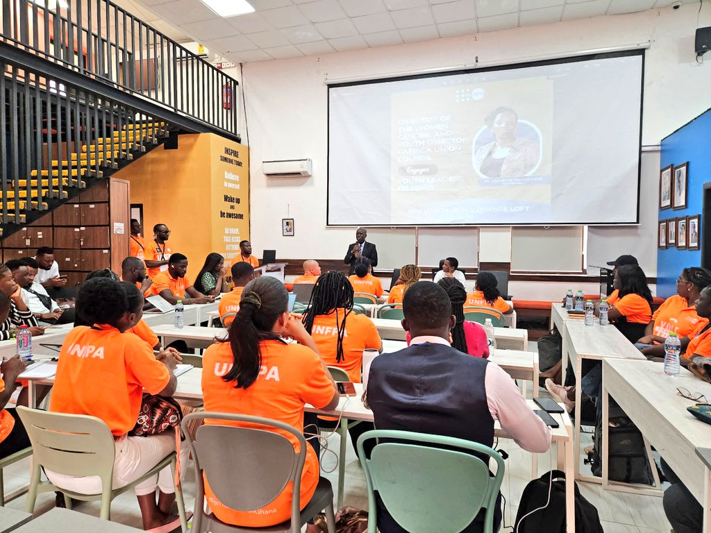 African Union Youth Program (@auyouthprogram) on Twitter photo Happening now! <a href="/AU_WGYD/">African Union Women, Gender & Youth Directorate</a>'s Director, Ms. @maprude, is having an interactive session with <a href="/UNFPAGhana/">UNFPA Ghana</a>'s Youth Leaders (YoLe) Fellows. The YoLe Fellowship is a year-long programme that prepares young people for the job market & trains them in driving health-innovation.
#1mNextLevel Happening now! <a href="/AU_WGYD/">African Union Women, Gender & Youth Directorate</a>'s Director, Ms. @maprude, is having an interactive session with <a href="/UNFPAGhana/">UNFPA Ghana</a>'s Youth Leaders (YoLe) Fellows. The YoLe Fellowship is a year-long programme that prepares young people for the job market & trains them in driving health-innovation.
#1mNextLevel