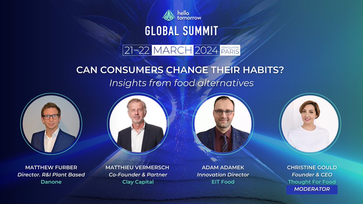 🥦 Can consumers change their habits? Insights from food alternatives

Matthew F. (Danone), Matthieu Vermersch (Clay Capital fka VisVires New Protein), Adam M. Adamek, PhD (EIT Food), Christine Gould (Thought for Food)