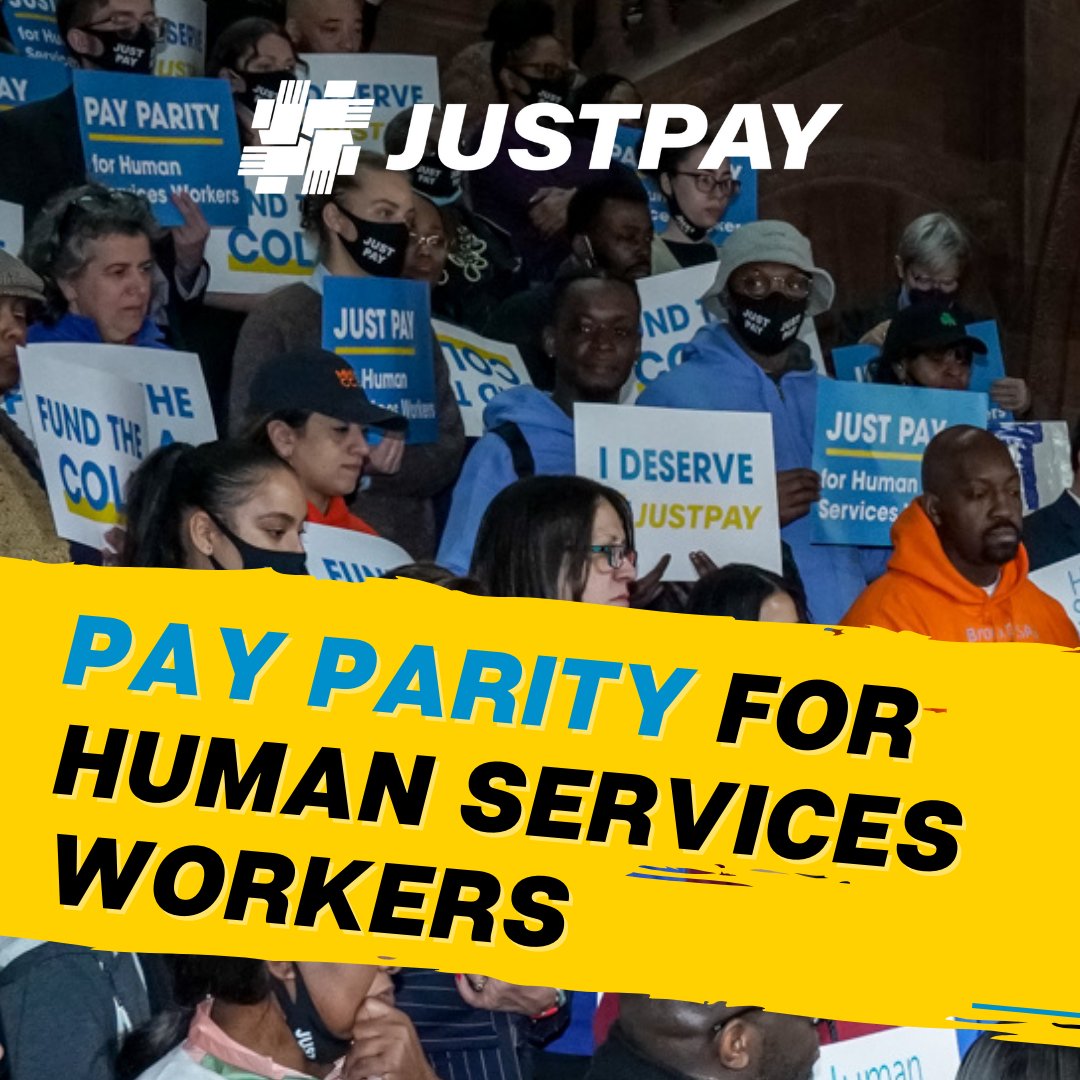 Nonprofit human services workers make $20,000/year less than government workers with similar levels of education. Workers across the sector are meeting with legislators in Albany today to tell them why we need a human services wage board to close the gap and achieve #JustPay!