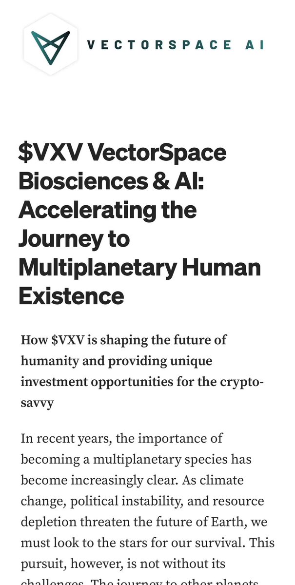 b0bcrypto's tweet image. Almost 1 year on since I wrote an article about patent protected #AI gem, $VXV, accelerating the journey to space! 🪐

Today, #VectorSpace is GREEN🟢 on ALL timeframes:

📈 7day: +133%
📈 30d: +270%
📈 90d: +182%
📈 YTD: +210%