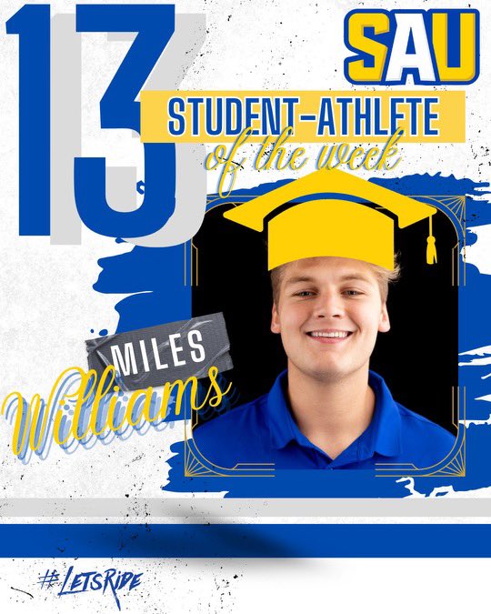 CONGRATS to @mileswilliams80 named @SAUFootball STUDENT ATHLETE OF THE WEEK!! 🤙🏇 #BooksAndBall