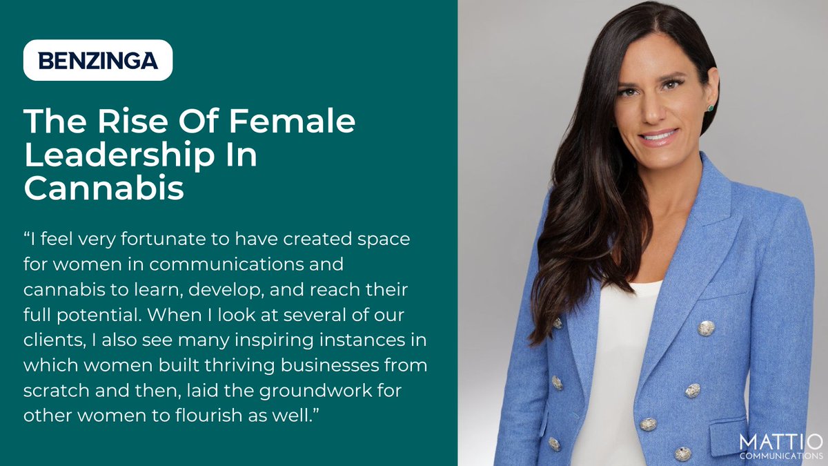 MATTIO COMMUNICATIONS (@mattiocomms) on Twitter photo Our CEO and Founder, <a href="/RosieMattio/">Rosie Mattio</a>, was featured in a recent <a href="/BzCannabis/">Benzinga Cannabis</a> article alongside other women trailblazers in the cannabis industry. Discover more about these remarkable women: bit.ly/3Tt7WMh Our CEO and Founder, <a href="/RosieMattio/">Rosie Mattio</a>, was featured in a recent <a href="/BzCannabis/">Benzinga Cannabis</a> article alongside other women trailblazers in the cannabis industry. Discover more about these remarkable women: bit.ly/3Tt7WMh
