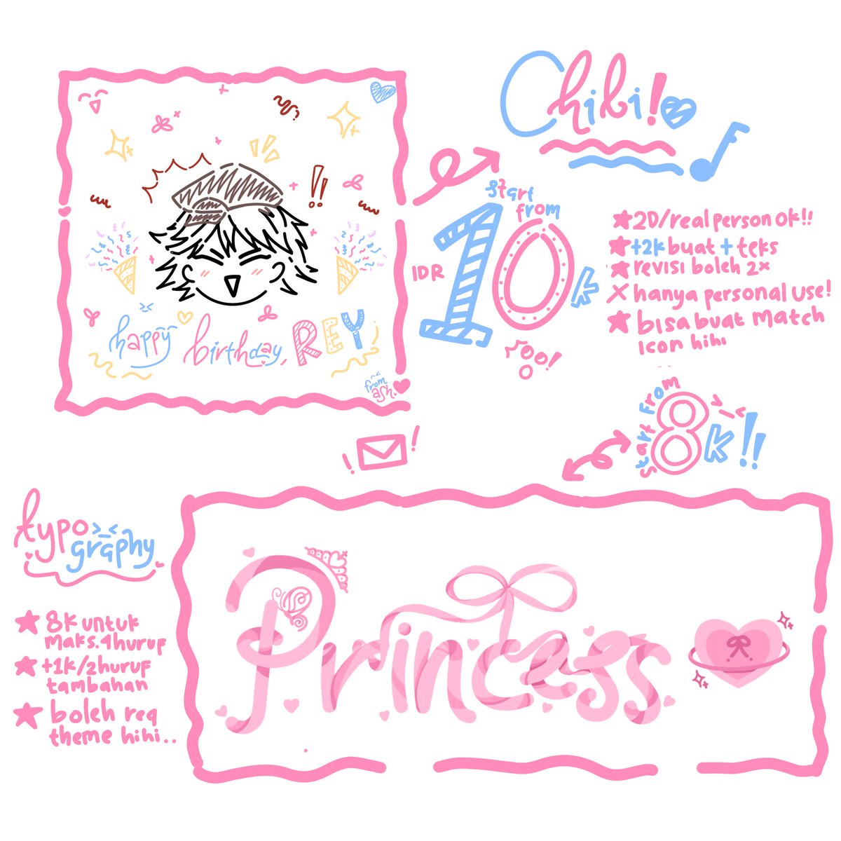 (help by retweeting, please! thank you <3)

haai! ashie udah open commission lagi guys! kapan lagi jajanin pacar atau temen kerenmu (buat sendiri juga sangat ok sih!)  itu dengan art dari ashie kalau bukan sekarang ☝🏻

#zonauang #zonajajan #artidn