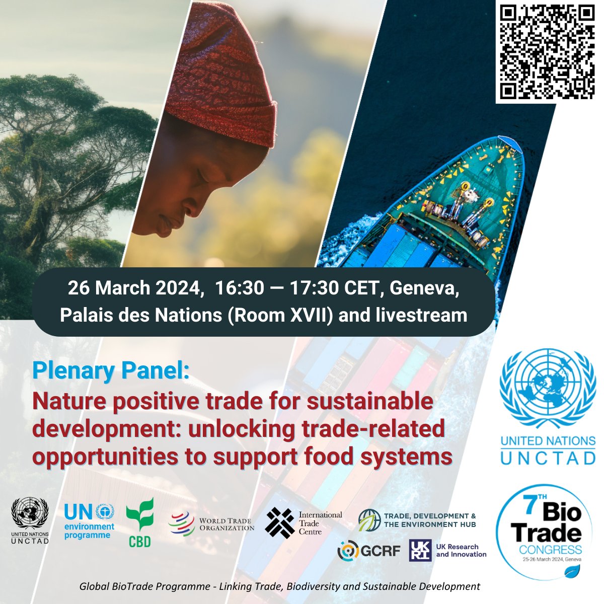 📣 Webinar Alert: Unlocking trade-related opportunities to support food systems, as part of the @UNCTAD 7th BioTrade Congress. 📅 Tue 26 Mar, 16:30 – 17:30 CET 📍 Palais de Nations (Room XVII) and online ✒️Register: lnkd.in/d7NMvjmp 🔍 Details: lnkd.in/dseXuJ_s