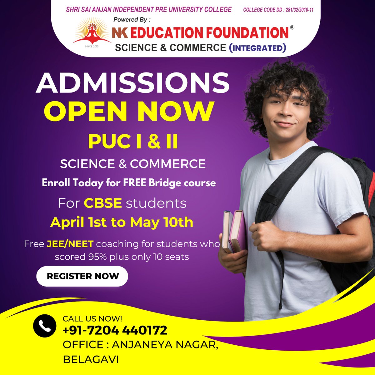 MarvelousBgm's tweet photo. NK Education Foundation ✨
Admissions Open 👐
.
.
.
.
#Admissions #enrollnow #nkclasses #belgaum #admissionopen #registernow #marvelous_belgaum https://t.co/VicoXVvxi9