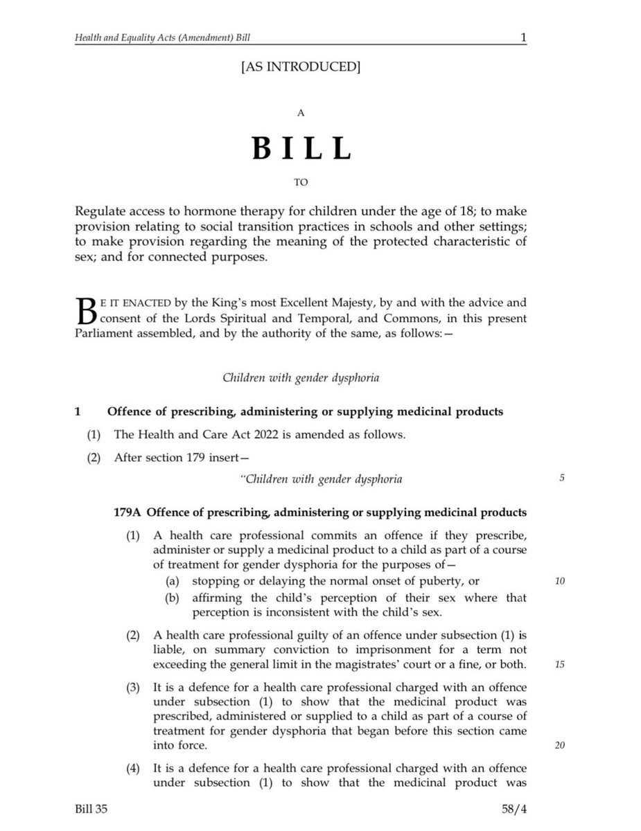 Today my Private Member’s Bill has been published at bills.parliament.uk/bills/3560/pub…. It will protect children from body-altering decisions and protect single-sex spaces. I urge the Government to back my Bill this Friday. 👇
