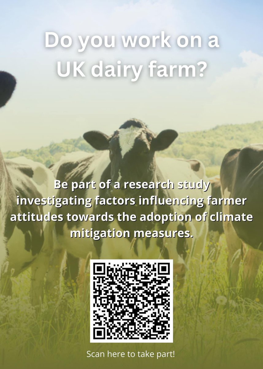 🐄🇬🇧Calling all UK dairy farmers 🇬🇧🐄

Please submit your responses to this survey to help a final year student analyse UK dairy farmer attitudes and perceptions towards the adoption of  climate mitigating practices within their farming business.

app.onlinesurveys.jisc.ac.uk/s/harper-adams…