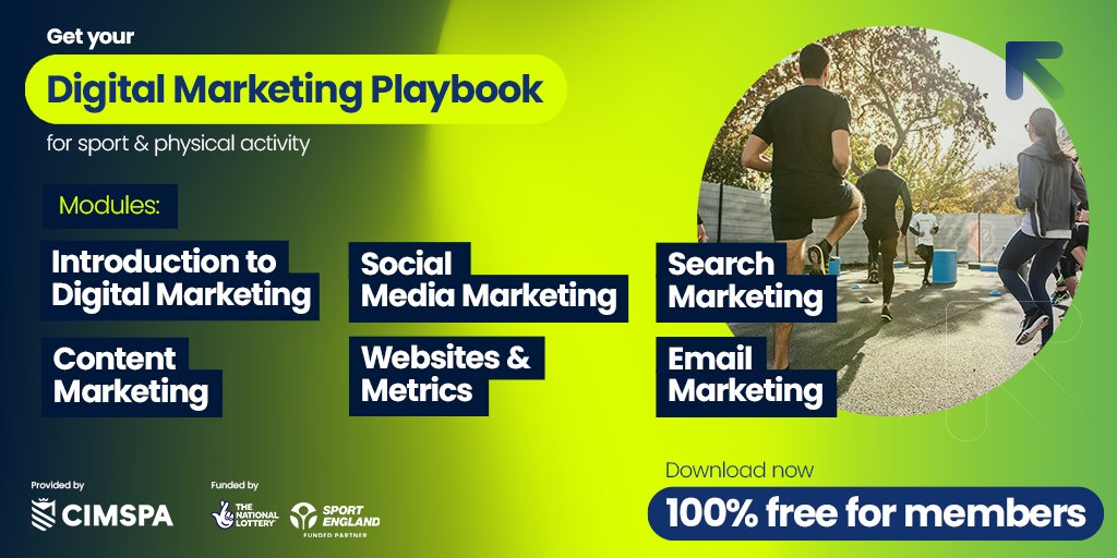 Worth over £500, our Digital Marketing Playbook consists of six online modules crafted specifically for those in the world of sport, fitness, leisure, or physical activity.
⠀
Get ready to supercharge your skills for free with the DMH.
community.cimspa.co.uk

#digitalmarketing