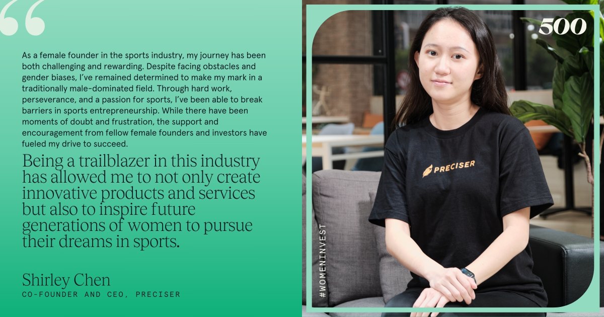 500GlobalVC's tweet photo. Shirley Chen, Co-Founder &amp; CEO of @preciserfantasy, faced her share of gender-biases in a male-dominated sports industry. She worked hard to break those barriers, allowing her to build innovative products and pave the way for future generations of women.  🏆

#InvestinWomen https://t.co/WxGuc5CJac