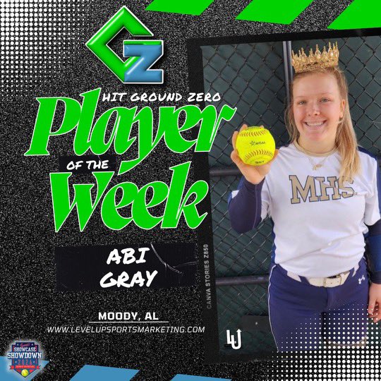 Congratulations @AbiGray_2026 to @hitgroundzero Player of the week
.700 BA
6 RBI’s. 
5 singles
1 Dbl 
1 Homer #YaYa
#2024Showdown
@LvlUpSportsX 

Remember to tag us with your stats!!