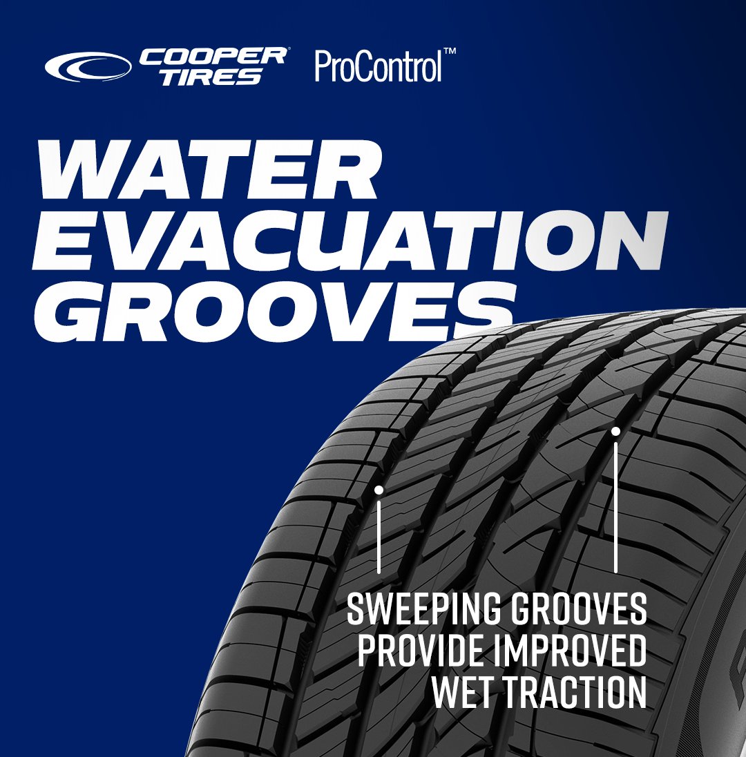 When you buy Cooper® ProControl™ tires, you’re getting reliable wet traction, thanks to evacuation grooves that help you repel any water that gets in your way. Learn more at: coopertire.gy/6016k8bA0
