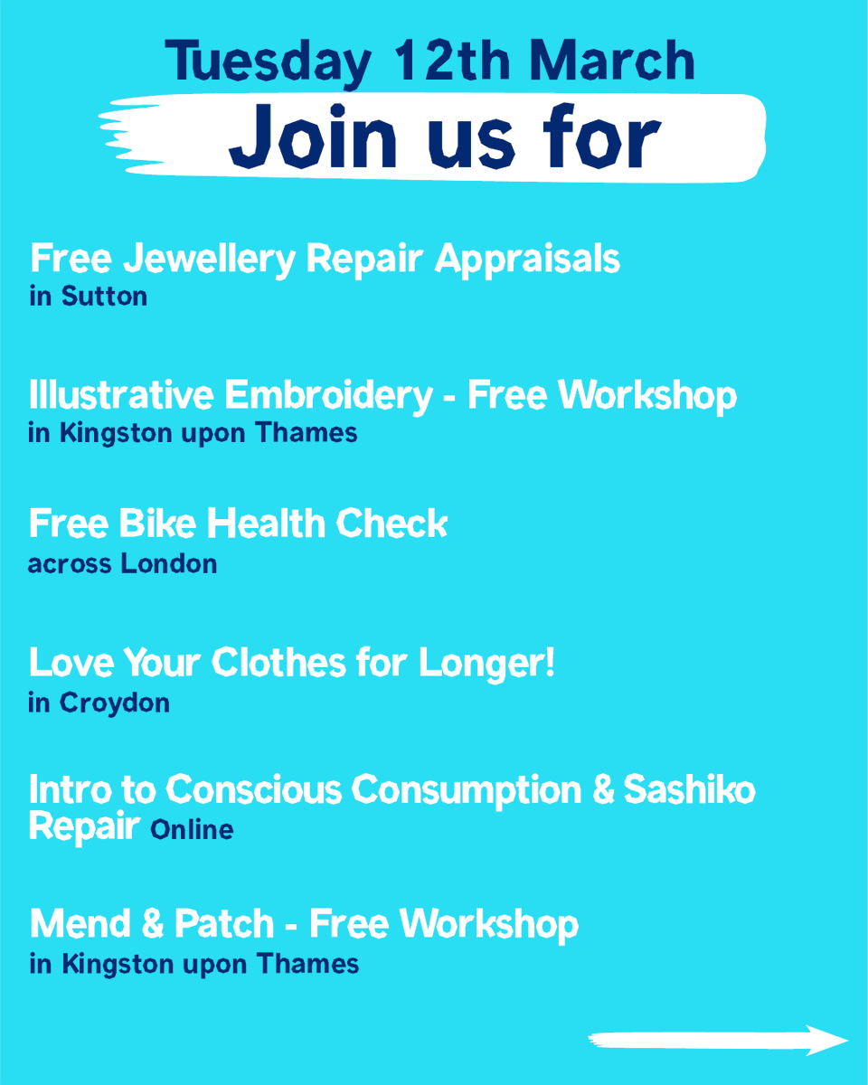 LondonRecycles's tweet photo. Did you make it down to a Repair Week event today? 

If not, don't worry! There's loads more scheduled for the rest of the week. Check out some of the great events taking place across the city tomorrow. 

Browse all events here https://t.co/Ihx5lSoi4t

#RepairWeekLDN https://t.co/EyVgwAsWhd