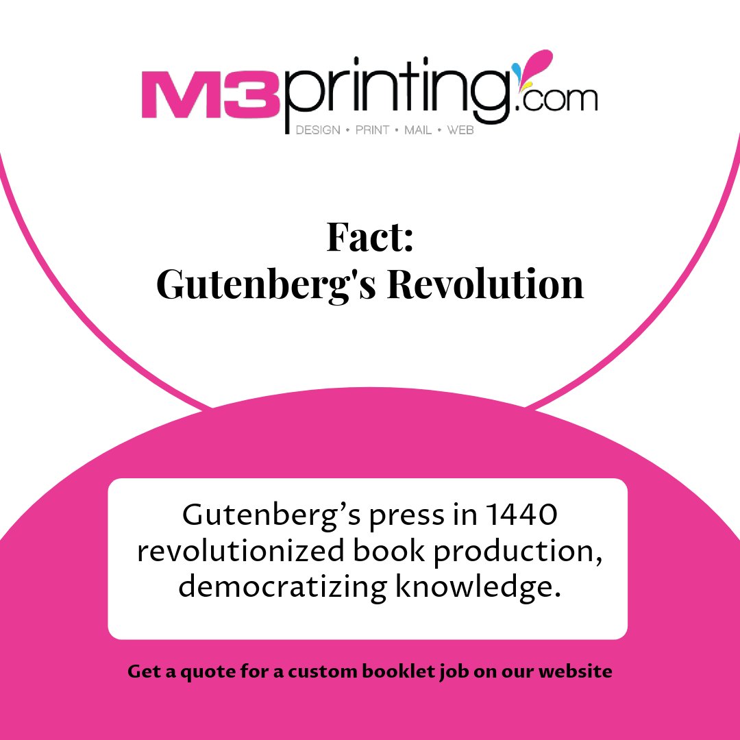 m3printing's tweet image. Fast-forward to today, and the printing world is still spinning. 🌍 Digital tech means we can print almost anything, from anywhere! Bring your boldest ideas to life. #PrintingEvolution #Innovation #M3Printing #CustomPrinting #Philly #SmallBusiness #GutenbergsRevolution