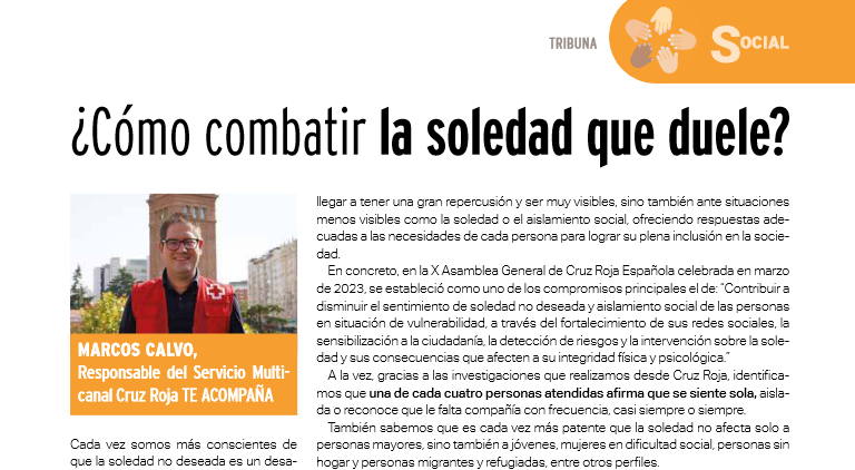 Corresponsables's tweet image. “El proyecto “Red #social para personas mayores: Enrédate”, facilita recursos a personas mayores para participar y conectar con otras personas”. @macaticr Resp. del Servicio Multicanal ‘@CruzRojaEsp TE ACOMPAÑA’. En la #revistaCorresponsables74 👉  bit.ly/3On97dG