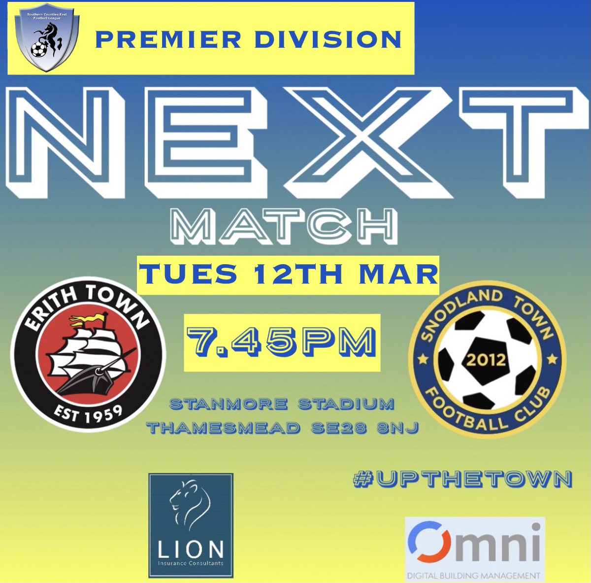 Snodland Town FC (@snodlandtownfc) on Twitter photo TOMORROW ⚽️
After a hard fought 0-0 draw with second place Corinthians on Saturday, “THE TOWN” travel to Thamesmead TOMORROW EVENING to face <a href="/ErithTown/">Erith Town FC</a> in another tough test in a bid towards a playoff position.
See you all there.
<a href="/SCEFLeague/">Presence & Co. SCEFL League</a> <a href="/LionInsurance/">Lion Insurance</a>
#UPTHETOWN 💛💙 TOMORROW ⚽️
After a hard fought 0-0 draw with second place Corinthians on Saturday, “THE TOWN” travel to Thamesmead TOMORROW EVENING to face <a href="/ErithTown/">Erith Town FC</a> in another tough test in a bid towards a playoff position.
See you all there.
<a href="/SCEFLeague/">Presence & Co. SCEFL League</a> <a href="/LionInsurance/">Lion Insurance</a>
#UPTHETOWN 💛💙