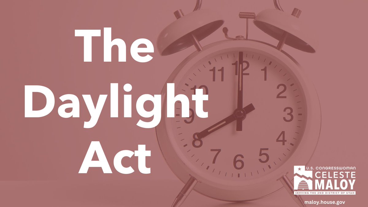 Is anyone else feeling extra tired after our clocks sprung forward on Sunday? I'm sponsoring the Daylight Act to allow states the chance to stay on daylight saving time and end the needless practice of changing our clocks twice a year.

#DaylightSavingTime #utpol