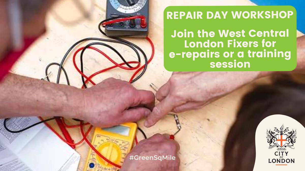 Green Square Mile (@greensqmile) on Twitter photo 🛠️ We are collaborating with the West Central London Fixers for an electrical repair event as part of #RepairWeekLDN.
📍 Held in <a href="/artizanlibrary/">Artizan St. Library</a>
📅 23 March
🔗 For full details head to bit.ly/49OyEEE
<a href="/LondonRecycles/">London Recycles</a> <a href="/cityoflondon/">City of London</a> #LondonRecycles 🛠️ We are collaborating with the West Central London Fixers for an electrical repair event as part of #RepairWeekLDN.
📍 Held in <a href="/artizanlibrary/">Artizan St. Library</a>
📅 23 March
🔗 For full details head to bit.ly/49OyEEE
<a href="/LondonRecycles/">London Recycles</a> <a href="/cityoflondon/">City of London</a> #LondonRecycles