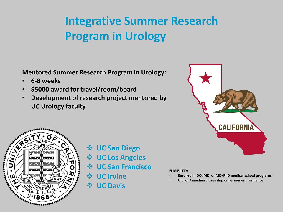 Accepting applications for UC-wide Urology longitudinal research mentorship program! Funded opportunity for 1st-year medical students attending a school without an affiliated Urology Residency. Deadline for applications is April 8. Apply here: tinyurl.com/kmrp9p23