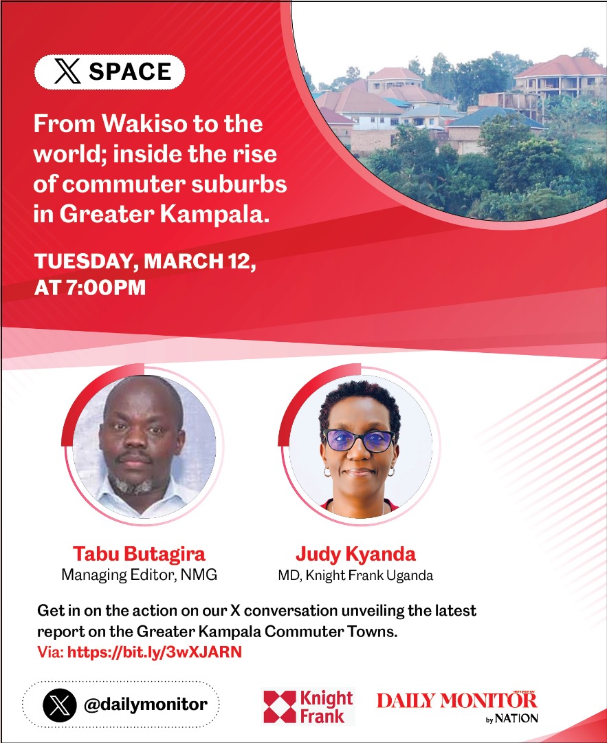 The hottest places to live around Kampala Join the Space as @tbutagira and @jrkyanda dig into the latest report on the fast-growing Greater Kampala commuter towns this Tuesday at 7pm. #MonitorUpdates