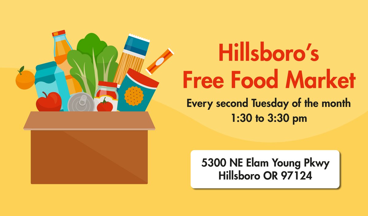 Hillsboro's Free Food Market is open this Tuesday, March 12 in Hillsboro. Shop for free, fresh, and healthy fruits, vegetables, and pantry staples. More details: hillsboro-oregon.gov/Home/Component…