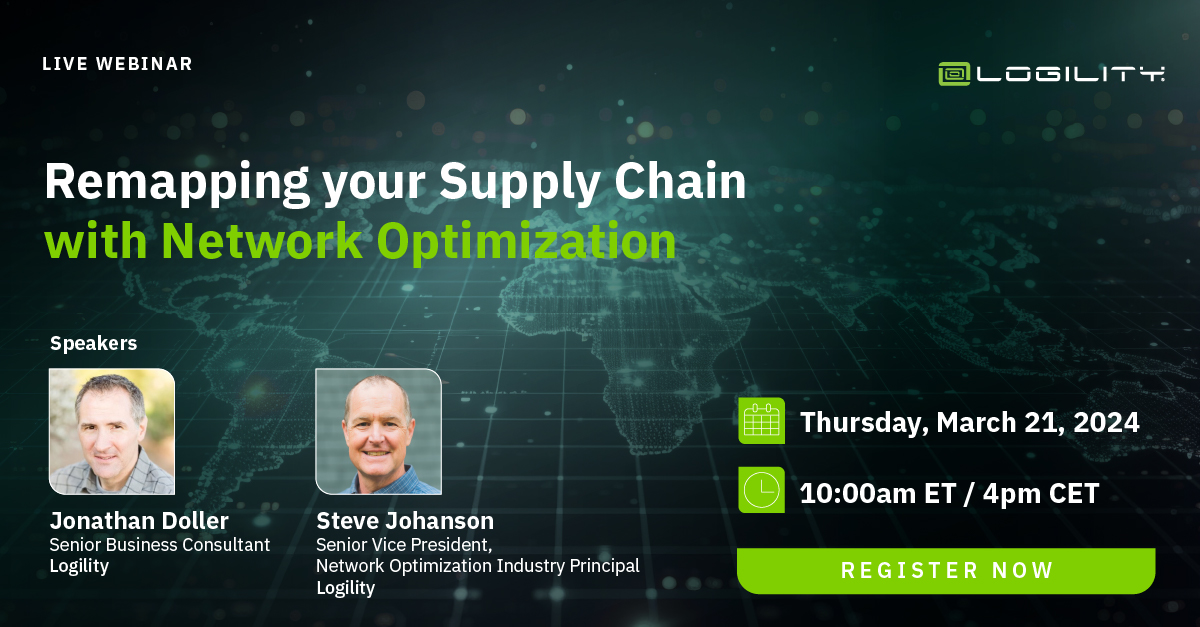 logilityinc's tweet image. 🔭Looking for better ways to adapt your supply chain to unforeseen changes and new sustainability requirements? Learn about the high velocity methodology of #networkoptimization that creates faster cycle time in decision making. Register for the webinar:
bit.ly/4a8qCGx