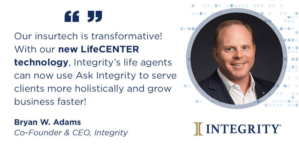 IntegrityMG's tweet image. Agents are transforming how they serve with LifeCENTER! Our latest insurtech enables holistic client service and faster business growth. See how our latest innovation is changing the industry, learn more: bit.ly/3PcsDcT

#Announcement #SuiteofSolutions #LifeCENTER
