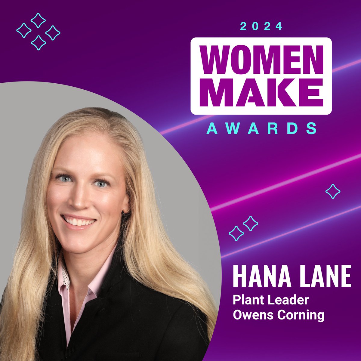 Celebration time! 🎉 Hana, our wonderful Roofing Plant Leader, is a 2024 Women MAKE Awards honoree! Learn more about this award in the link below. Hats off to you, Hana! bit.ly/49Y9zaa #WeAreOwensCorning #MFGWomen @TheMfgInstitute
