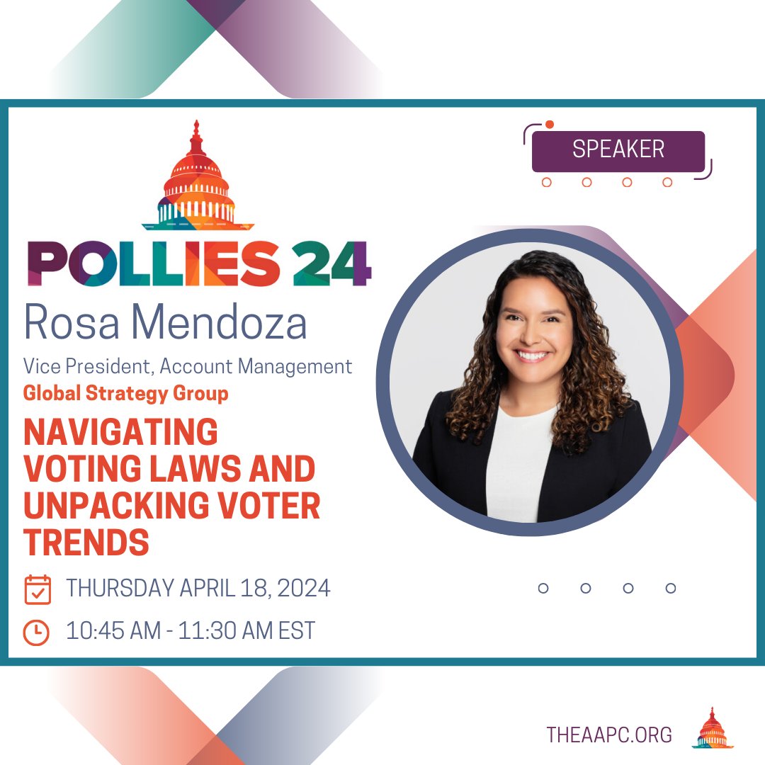 Staying on top of the myriad of factors influencing voter behavior is an essential part of strategic planning for political campaigns and advocacy efforts. Hear from @RnMendoz and our full panel in this #Pollies24 session when you register today! bit.ly/4141aih