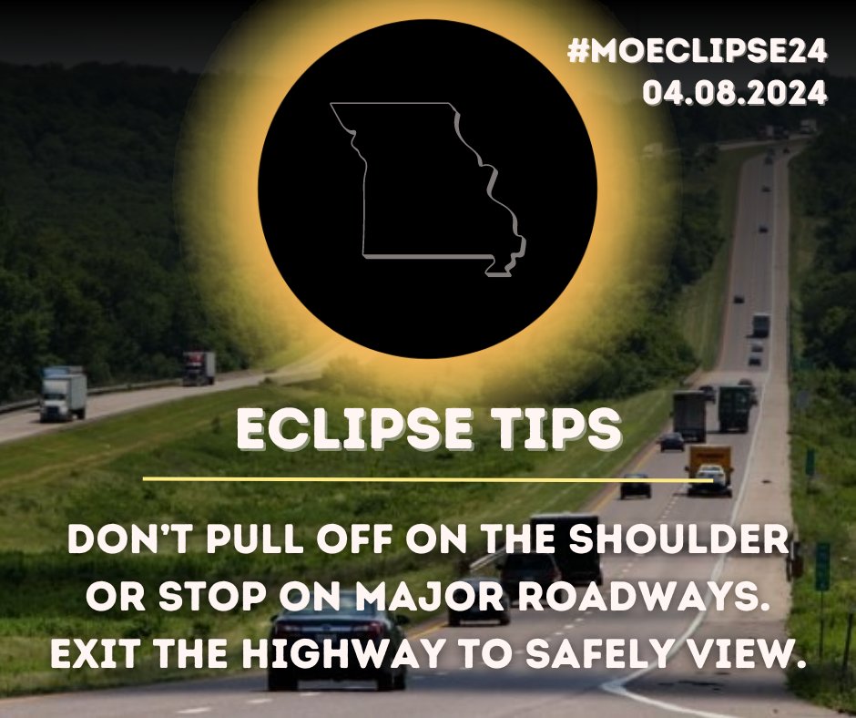 If you’re planning on enjoying the beauty and wonder, do so from off the shoulders and away from major roads. Keep you and other road users safe by watching out for each other. #MOEclipse24