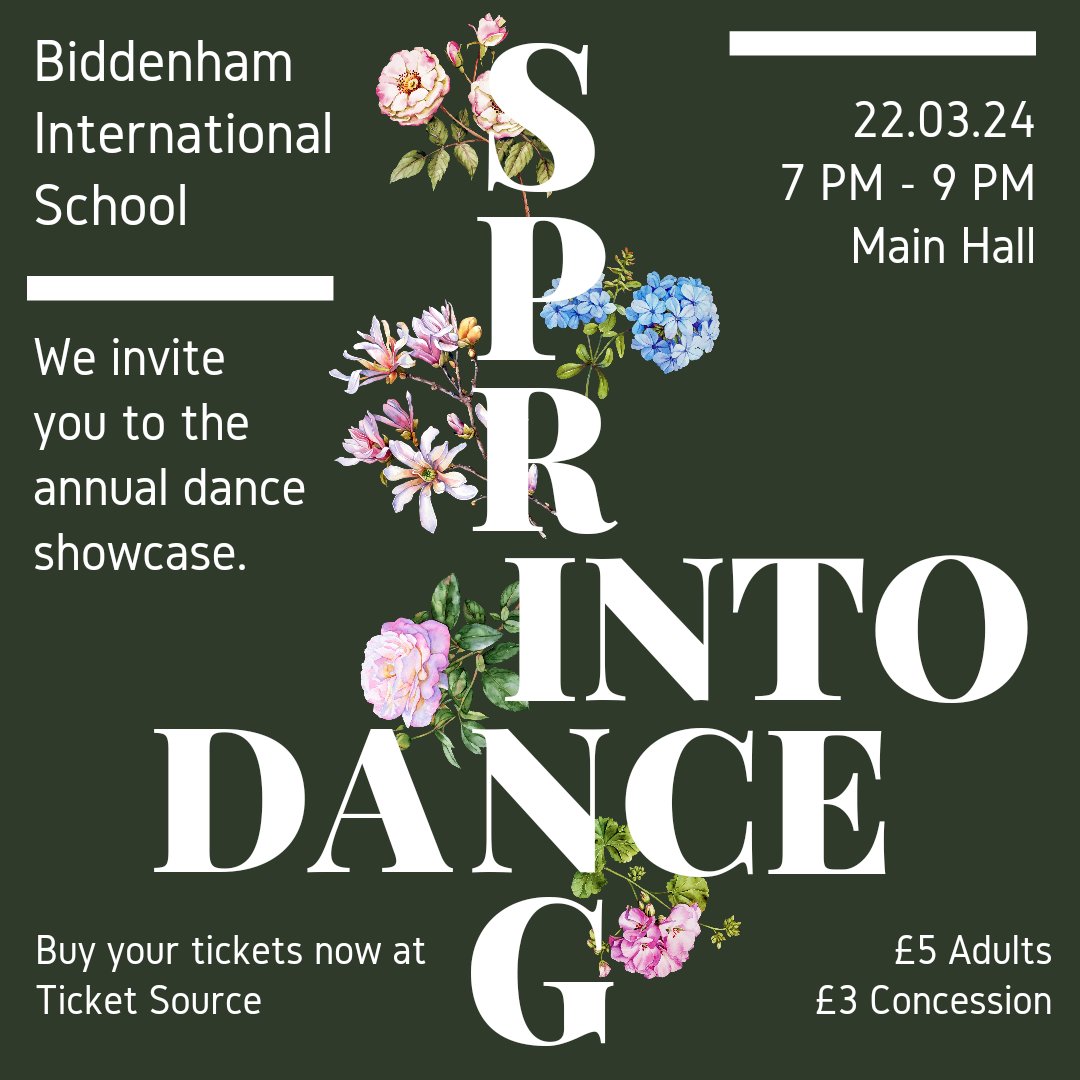 Join us for a night of talent and excitement at the annual Biddenham International School Spring into Dance showcase on Friday 22nd March! Buy your tickets now: ticketsource.co.uk/biddenhaminter… 💃✨ #dance #showcase