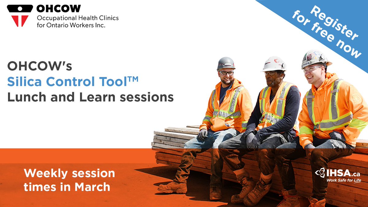 Register now! Learn how to use the Ontario Silica Control Tool™ at a free Lunch and Learn session from @OHCOWclinics. Each session will include information on the health effects of silica, a demonstration of the tool, and a question period: ow.ly/aMEJ50QFKel