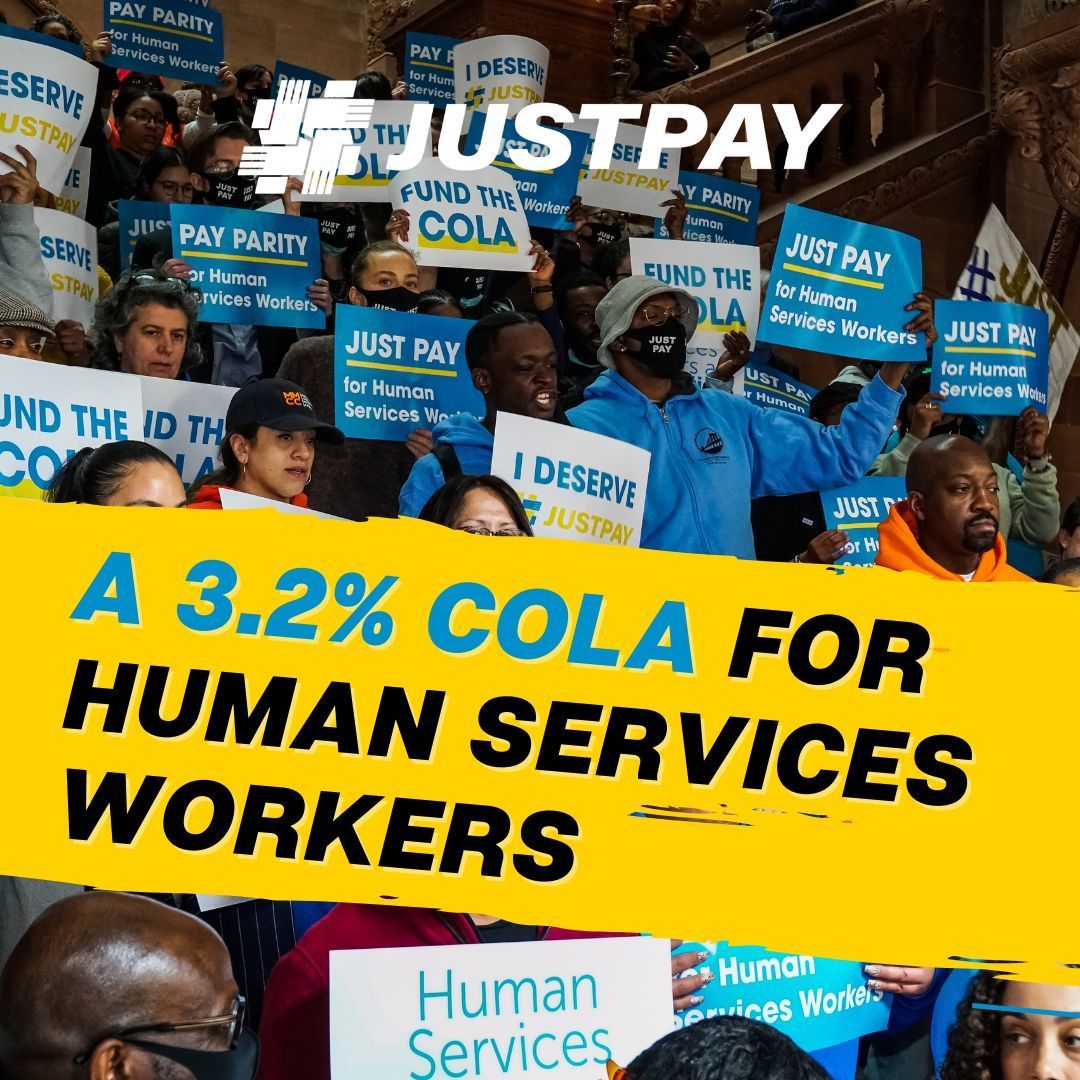 We’re glad @GovKathyHochul supports a COLA for State-contracted human services workers, but 1.5% is not #JustPay. Human services workers deserve more for their essential work, and our communities deserve fully staffed programs. We need a 3.2% COLA now! #FundTheCOLA