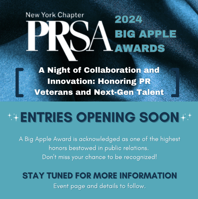 PRSA-NY (@prsany) on Twitter photo Coming soon! Stay tuned for updates and details about the highly anticipated 2024 Big Apple Awards.
If you're interested in sponsorship opportunities, please reach out to info@prsany.org
#BigAppleAwards2024 #BigAppleAwards #BigApple2024 #PRSANY Coming soon! Stay tuned for updates and details about the highly anticipated 2024 Big Apple Awards.
If you're interested in sponsorship opportunities, please reach out to info@prsany.org
#BigAppleAwards2024 #BigAppleAwards #BigApple2024 #PRSANY