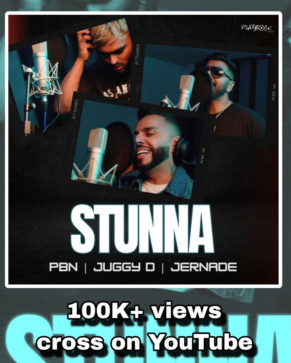 beingmedia1's tweet photo. 100K+ views cross on YouTube
Song Title: Stunna
Artist: PBN, Juggy D &amp; Jernade Miah
Music: PBN
Lyrics: Rahul Gill, PBN &amp; Jernade Miah
Online Promotions: Being Media Entertainment

#beingmediaentertainment #stunna #pbn #juggyd #jernademiah #rahulgill #juggy #jernade #punjabisong https://t.co/9vRPWCxJcu