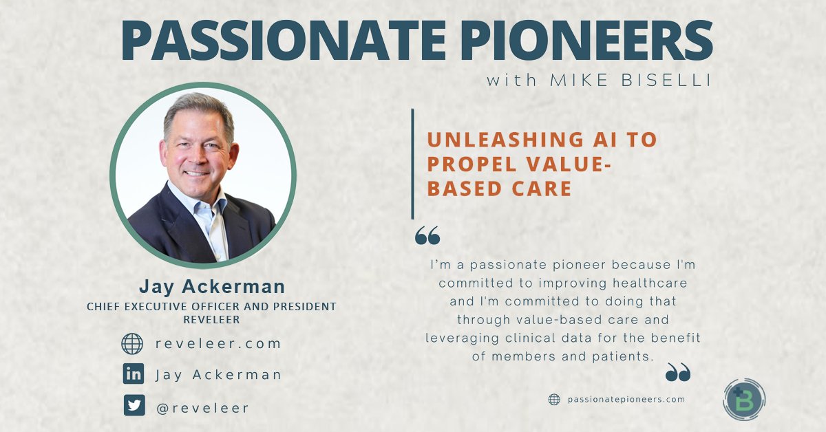 Reveleer CEO Jay Ackerman was recently interviewed on Passionate Pioneers with Mike Biselli, discussing how AI can positively impact value-based care for health plans and risk-bearing providers. You can listen to it here: bit.ly/4c4GewJ. #HealthcareAI #ValueBasedCare