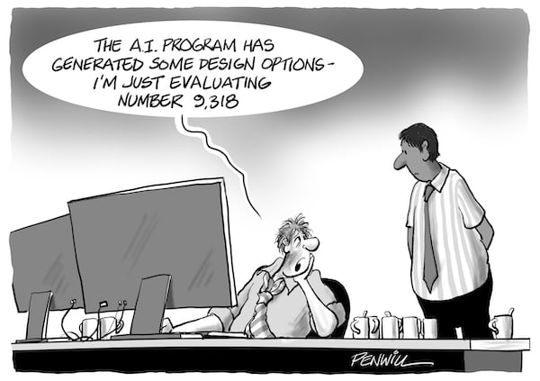 AI is even hitting the CAD Cartoon desk! Keep on laughin'!  hubs.li/Q02nWhVh0