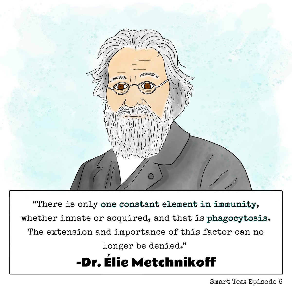 Phagocytosis is a process in which a cell engulfs a particle. Dr. Metchnikoff won the #nobelprize for discovering that we have specialized cells that use phagocytosis to eliminate invaders that might make us sick. Listen to the full episode wherever you get your #podcasts!