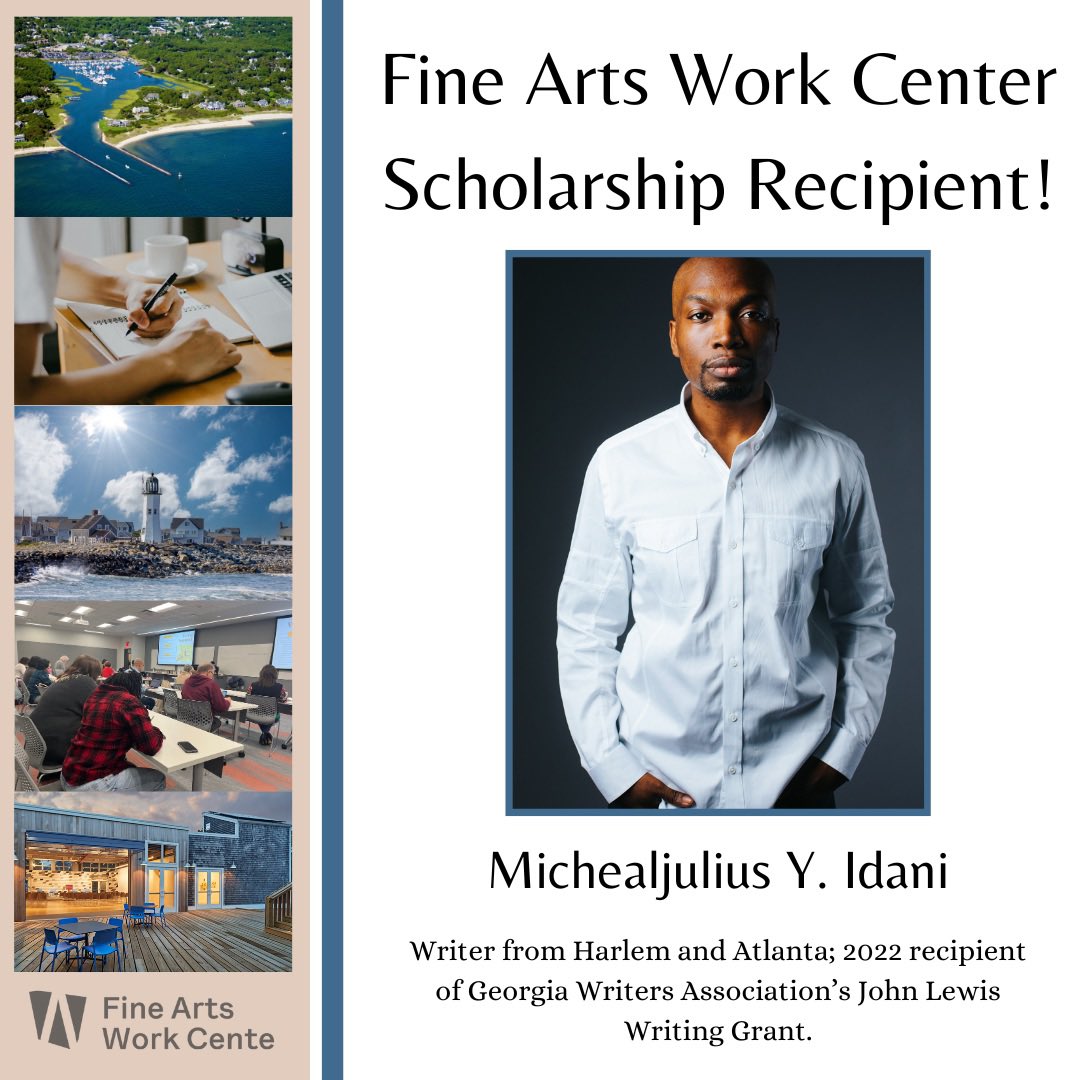 Congratulations, Michaeljulius Y. Idani on being selected as our Fine Arts Work Center Scholarship Recipient! We are so happy with your continues success with your work Michaeljulius! Congratulations again (and see you in April!)