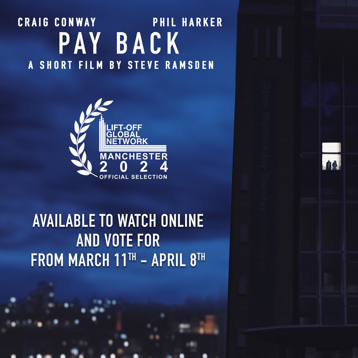 Steve Ramsden (@mrsteveramsden) on Twitter photo As part of <a href="/liftoffnetwork/">Lift-Off Global Network</a>, Pay Back is available to watch online (and vote for!) from 11th March - 8th April.
Tickets are available to purchase here:
checkout.liftoff.network/judges-manchesโฆ
#LiftOffGlobalNetwork
#LiftOffFilmFestivals
#OnlineFilmmakersManchester
#SupportIndieFilm As part of <a href="/liftoffnetwork/">Lift-Off Global Network</a>, Pay Back is available to watch online (and vote for!) from 11th March - 8th April.
Tickets are available to purchase here:
checkout.liftoff.network/judges-manchesโฆ
#LiftOffGlobalNetwork
#LiftOffFilmFestivals
#OnlineFilmmakersManchester
#SupportIndieFilm