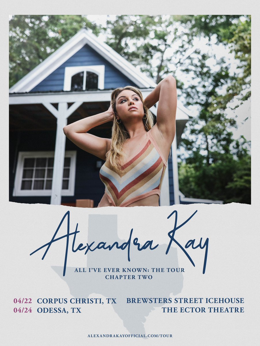 _alexandrakay's tweet photo. My upcoming HEADLINE SHOWS in TEXAS next month!!

Corpus Christi, TX at @BrewsterStreet: https://t.co/QdJhmsRALc
Odessa, TX at @theectortheatre: https://t.co/3eCKnCiu8w

Both shows in Texas are friendly for All Ages to attend https://t.co/9hyJzAMk6K