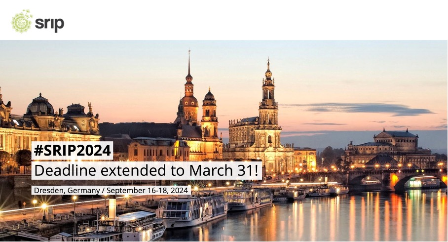 We’re happy to announce that we’re able to extend the submission deadline to 31st March for your contribution to #SRIP2024 in Dresden this September! Submit your abstract today: srip.org/submissions-fo…