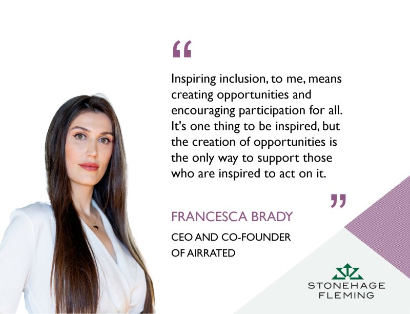 Inspire Inclusion: Opportunities can be designed and implemented by those with power says Francesca Brady of @AirRated in the latest piece for our series. stonehagefleming.com/insights/detai… #SFXV #IWD #InspireInclusion