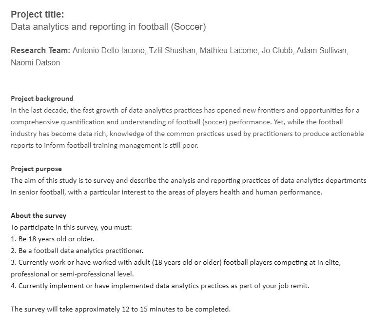 📢 Are you a football analyst/scientist? We want to hear from YOU! By completing this survey, you'll be contributing to a study that aims to provide meaningful insight into trends in football analytics and data visualisation. Please spare 15mins 👇 🔗uow.au1.qualtrics.com/jfe/form/SV_0P…