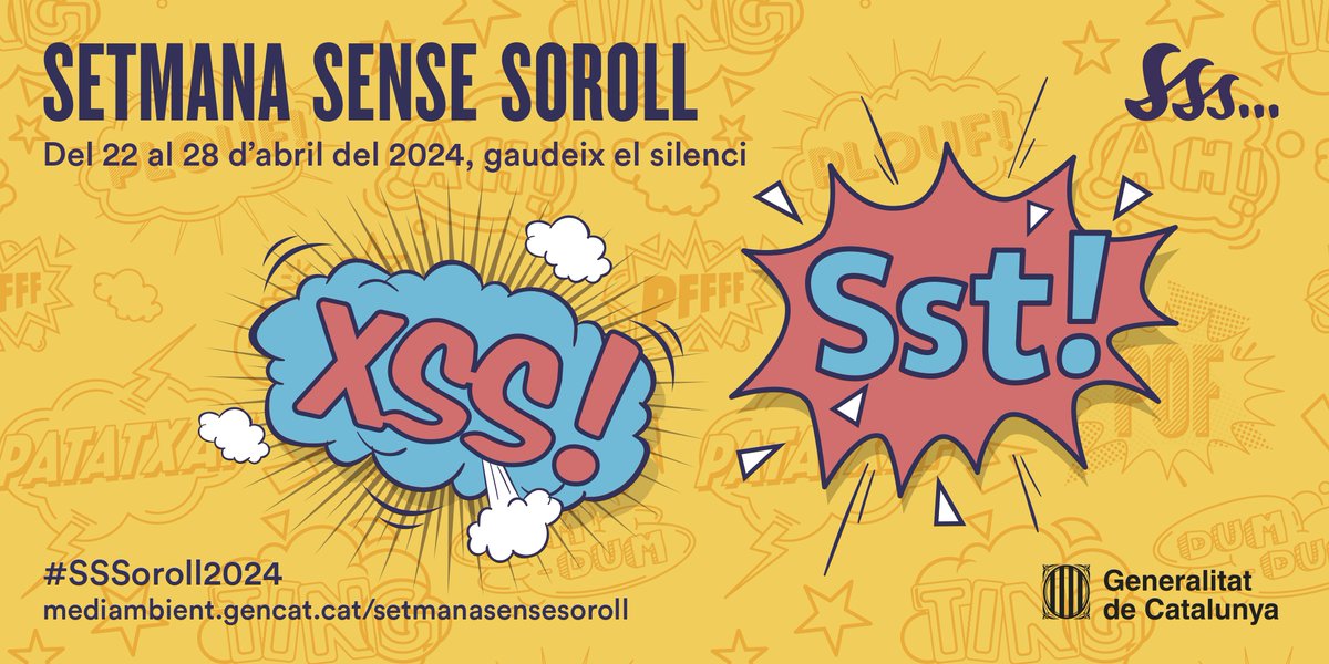 🔇 Obertes les adhesions a la 6a Setmana Sense #Soroll. 

👥 Organitza activitats de sensibilització envers la contaminació #acústica 

🤫 Del 22 al 28 d’abril, 'Gaudeix el silenci”‼️ 

Més ℹ️ #SSSoroll2024 ow.ly/Bajg50QQ3vO