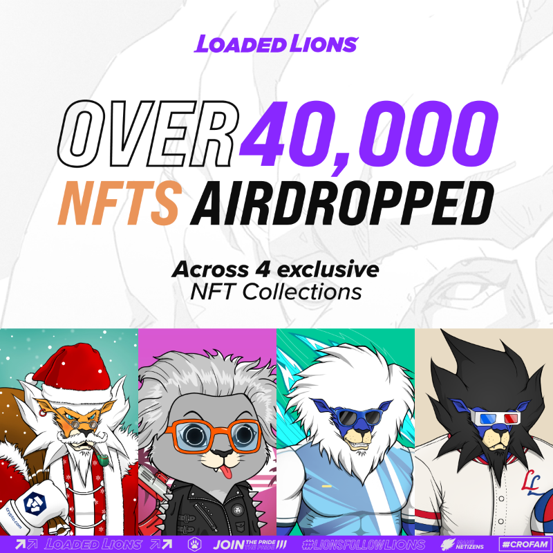 cryptocom's tweet photo. 🦁 Mane Netizens, thank you for supporting the #LoadedLions. 

We're eager to bring you even more exciting benefits in 2024 and beyond 🤩

Expect:
🪂 Special #NFT airdrops
🎁 Exclusive giveaways and discounts
📲 https://t.co/vCNztATSCO App perks
🎨 Customised content