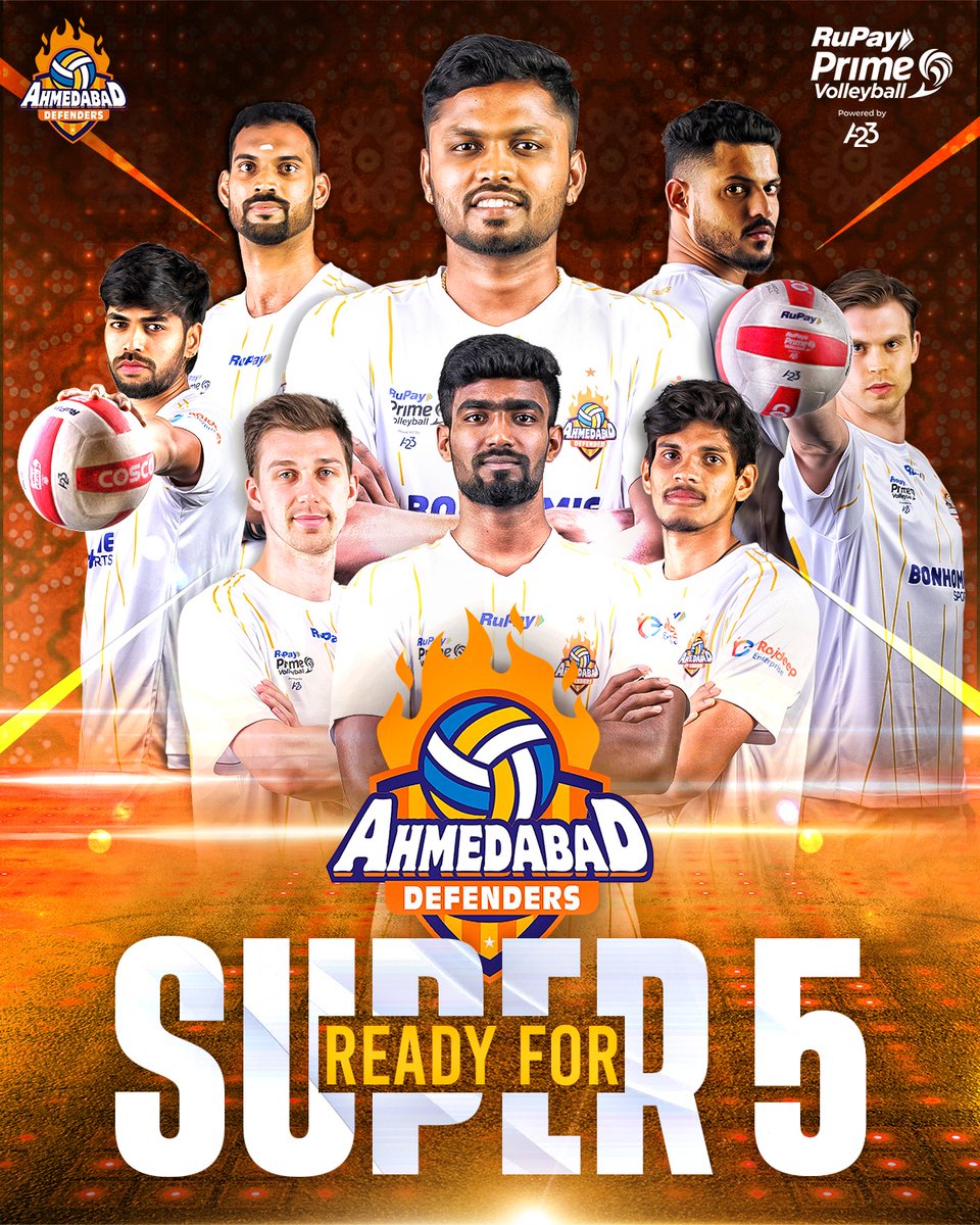 PrimeVolley's tweet image. #DamdaarDefenders are 🆙 and running to defend their #AsliVolleyball 👑

Can they finish in the 🔝3⃣ after Super 5️⃣? Find out LIVE:

📺: @SonySportsNetwk &amp;amp; @SonyLIV

@Amd_Defenders | #RuPayPrimeVolley #PVL #AbMachegiDhoom