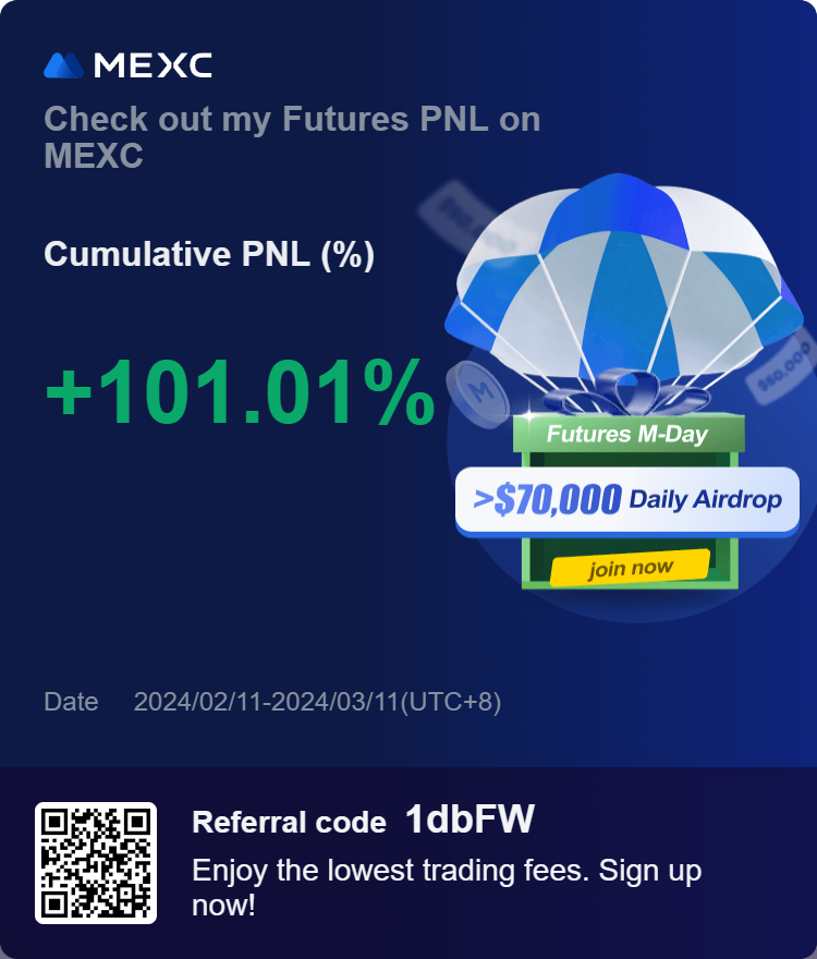 Join me on MEXC and get bonuses worth up to 1,000 USDT! mexc.com/register?invit…

#MEXCFutures #MEXC #Altcoins #Bitcoin  #Cryptocurency #cryptotrading #futurestrading