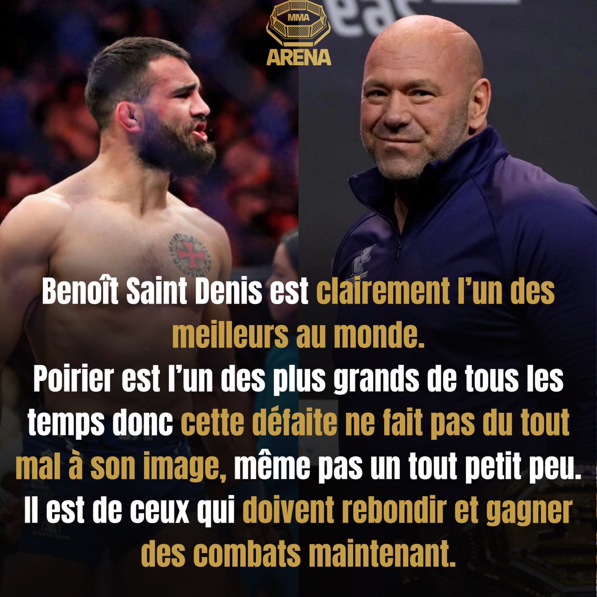 👩🏻‍🦲🗣️ - DANA WHITE CHOUCHOUTE BSD 🇫🇷

« Il est l’un des meilleurs au monde… il doit maintenant rebondir et gagner des combats »